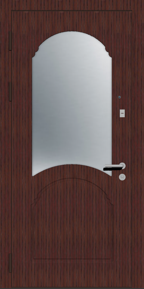 Металлическая входная дверь с зеркалом коричневая